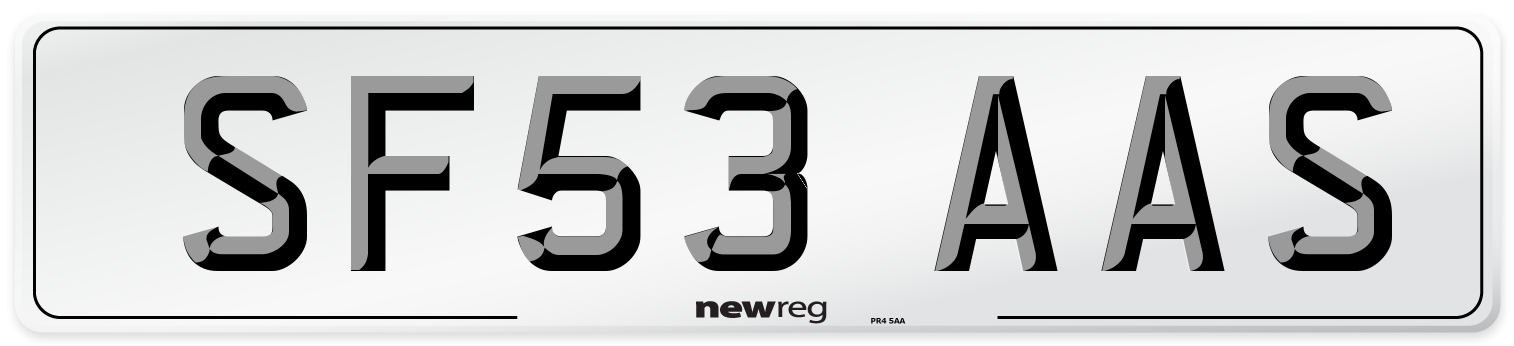SF53 AAS Number Plate from New Reg